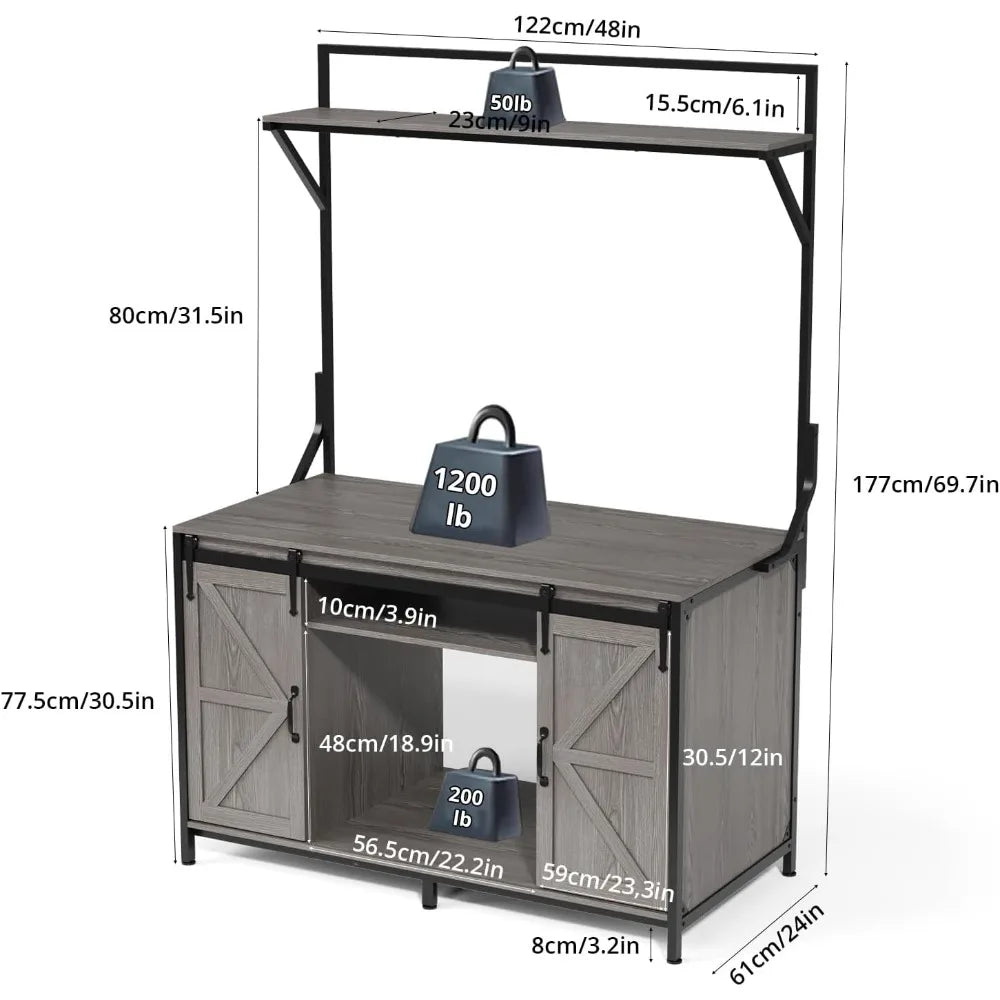 VOWNER Farmhouse Reptile Tank Stand with Power Outlet, 48 X 24 Tabletop Fits up to 120 Gallon Bearded Dragon Tank, Heavy Duty Aq