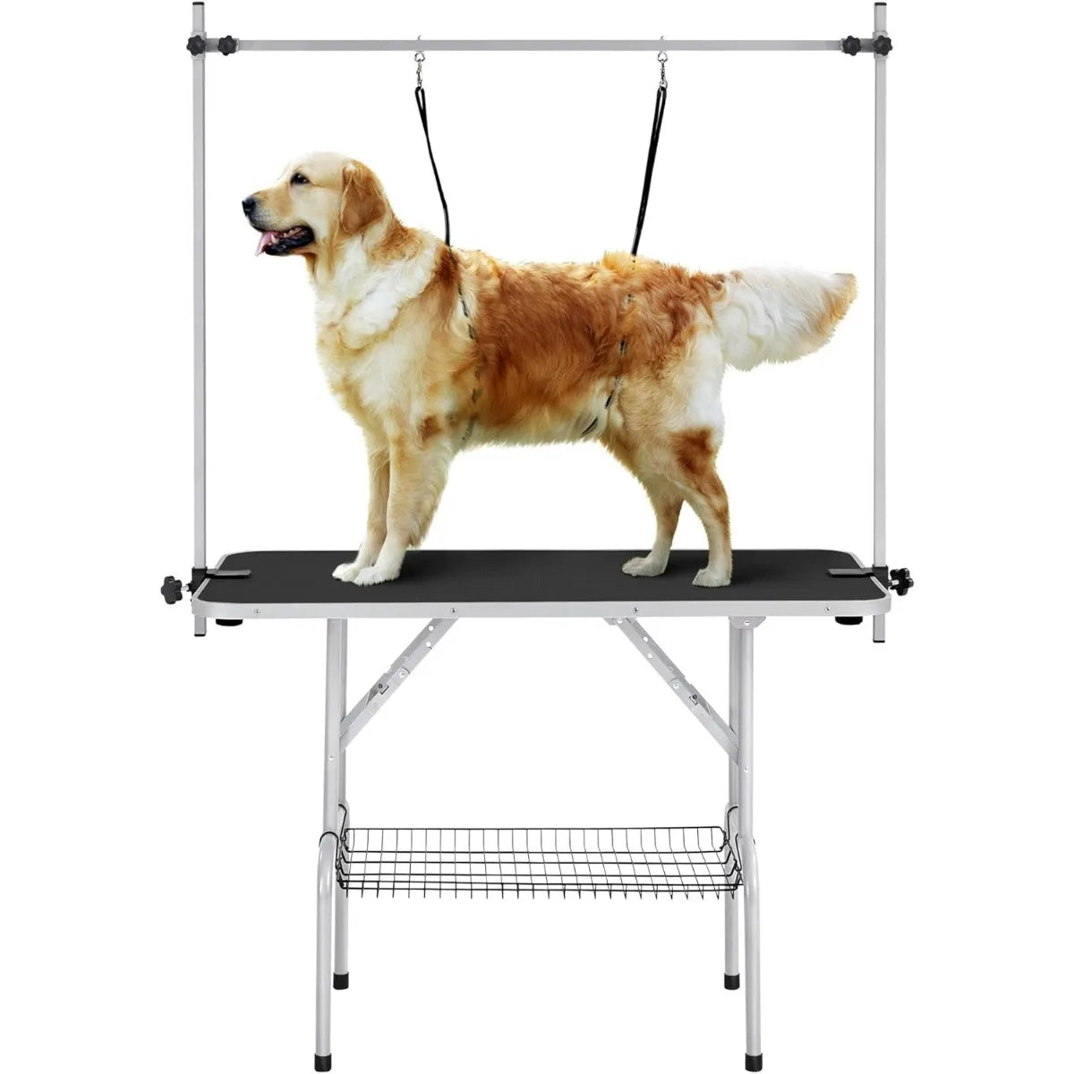 Heavy Duty 46 Inch Dog Grooming Table, 265Lb Capacity Adjustable Height Drying Table, Non-Slip Portable with Arm & Noose
