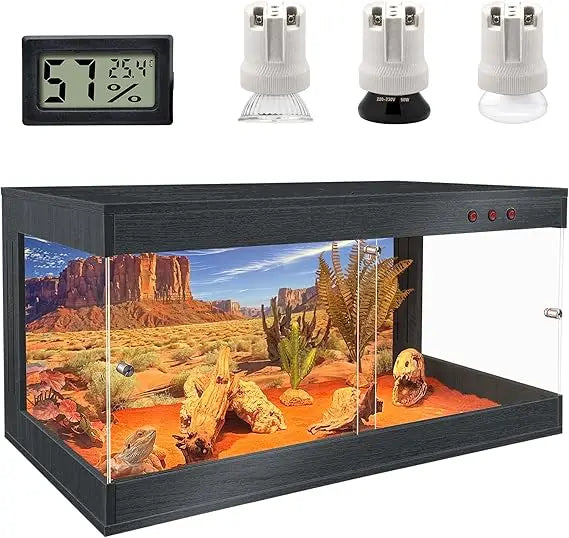 Royxen Tempered Glass Reptile Tank 62 Gallon,Reptile Enclosure with Metal Mesh Top and Lockable Design, Bearded Dragon Tank for