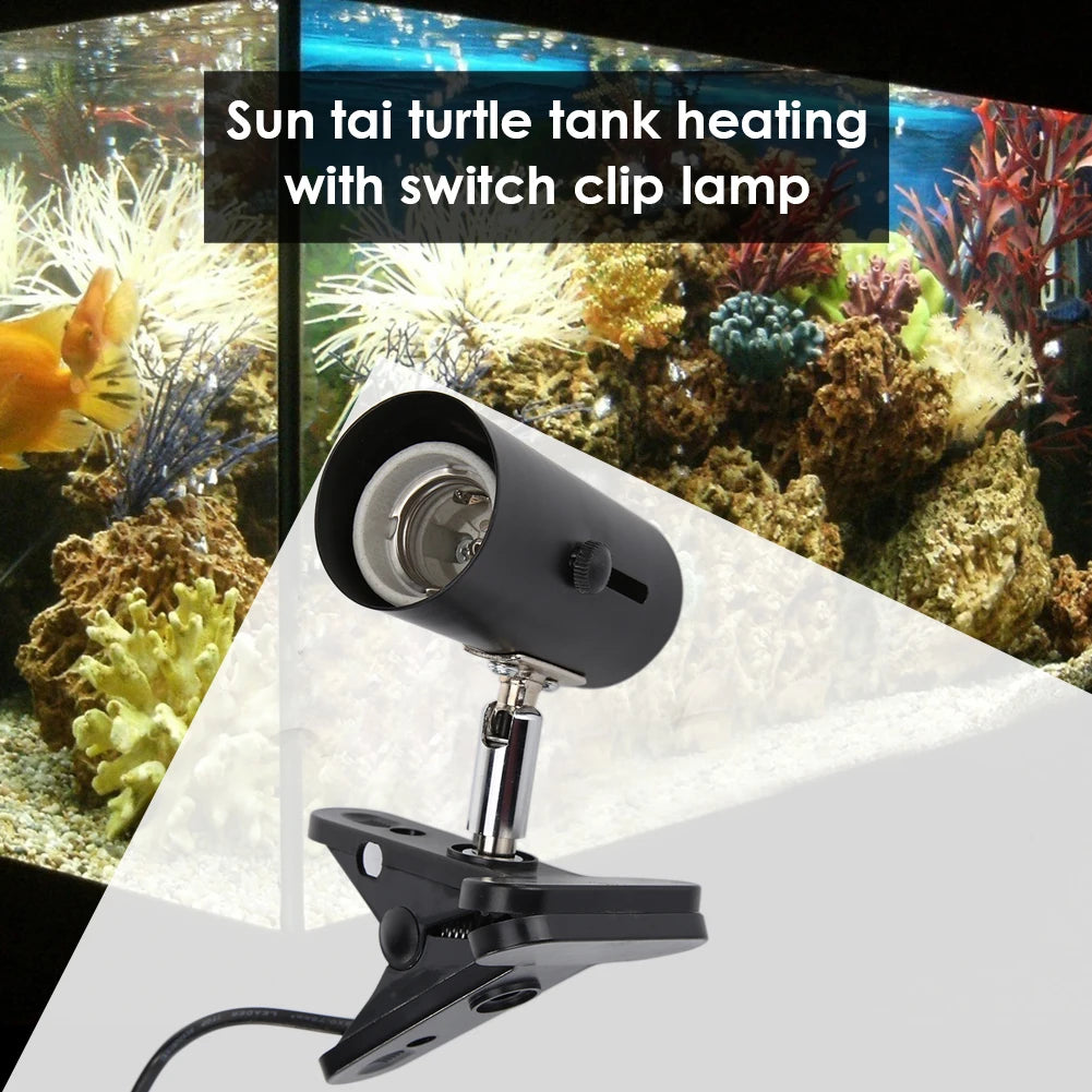 3-1PC E27 Heating Reptile Lamp Holder UVA UVB Clip-on Bulb Cover for Pet Light Tortoise Ceramic Lamp Holder with Switch Clip