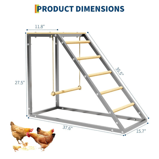Multi-Tier Chicken Roost Galvanized Steel Perch With Wooden Rungs Durable Poultry Ladder For Hens Indoor Outdoor Coop Accessory