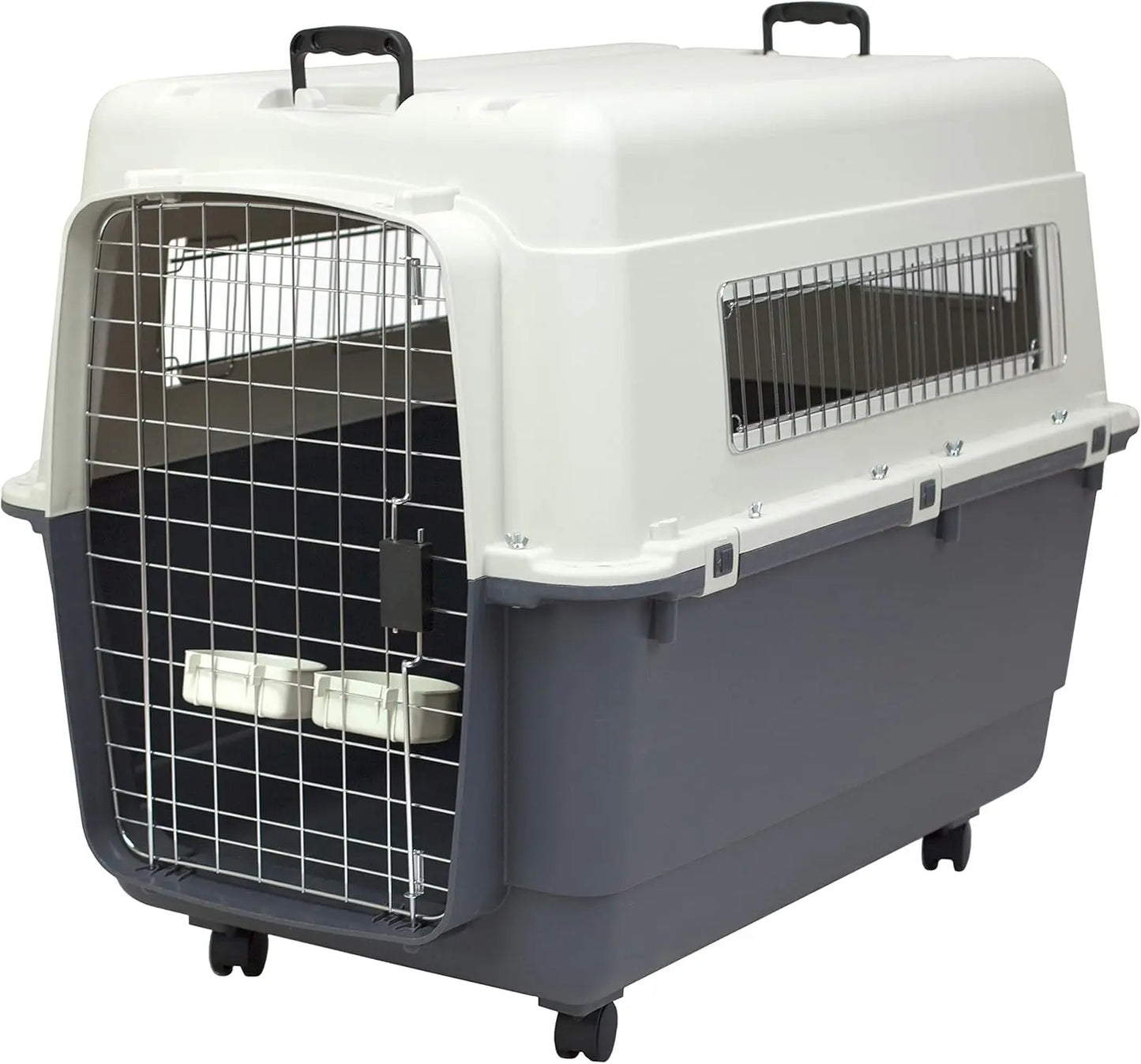 SportPet Designs Airline Approved Kennel, Plastic Travel Crate with Wire Door, Medium