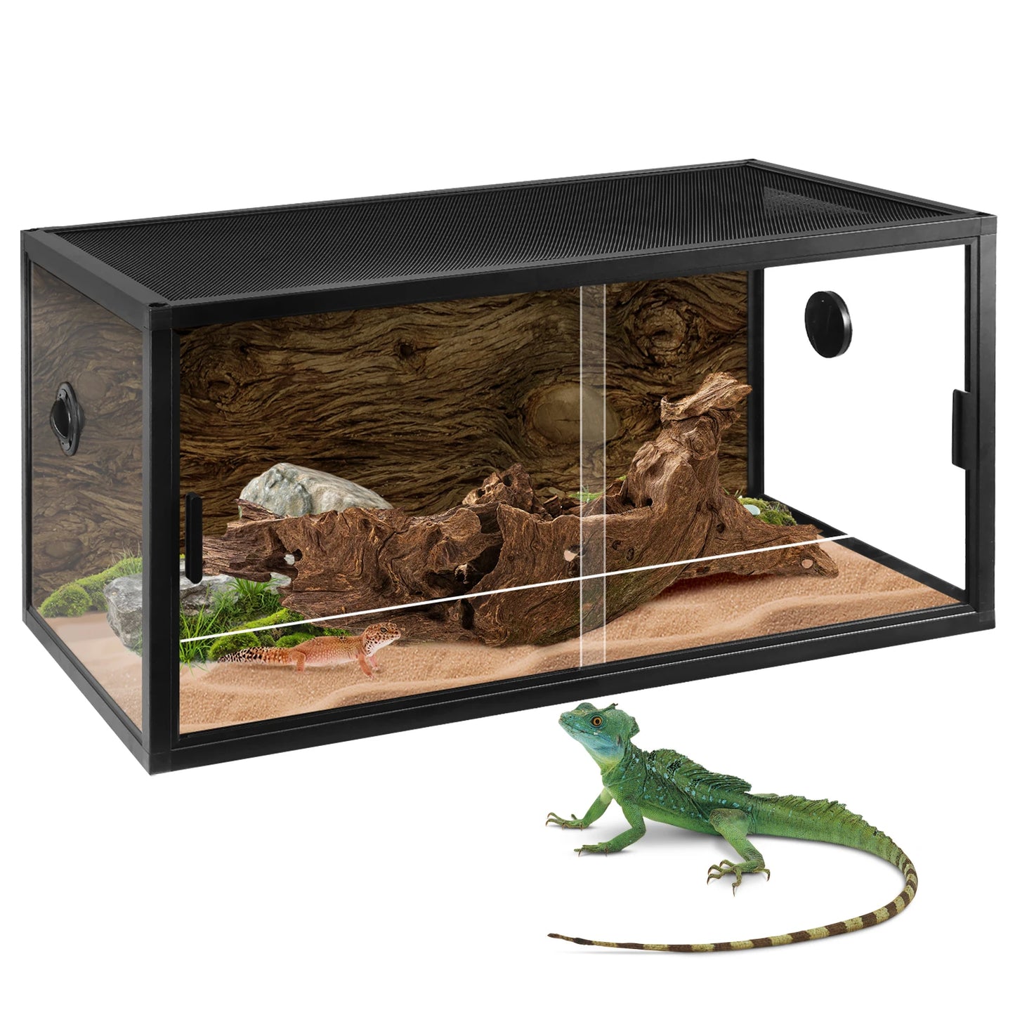 Reptile Tank 35.43x17.72x17.72inches Reptile Terrarium with Sliding Door&Mesh Top Secure for Bearded Dragon, Gecko,Snake,Lizard