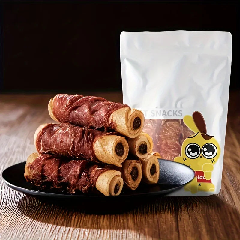 150g/5.29oz Duck Wrapped Cowhide Chocolate Stick, Meat Dog Snacks, Made From duck Meat And Beef Skin, Beef Stuffing, Healthy