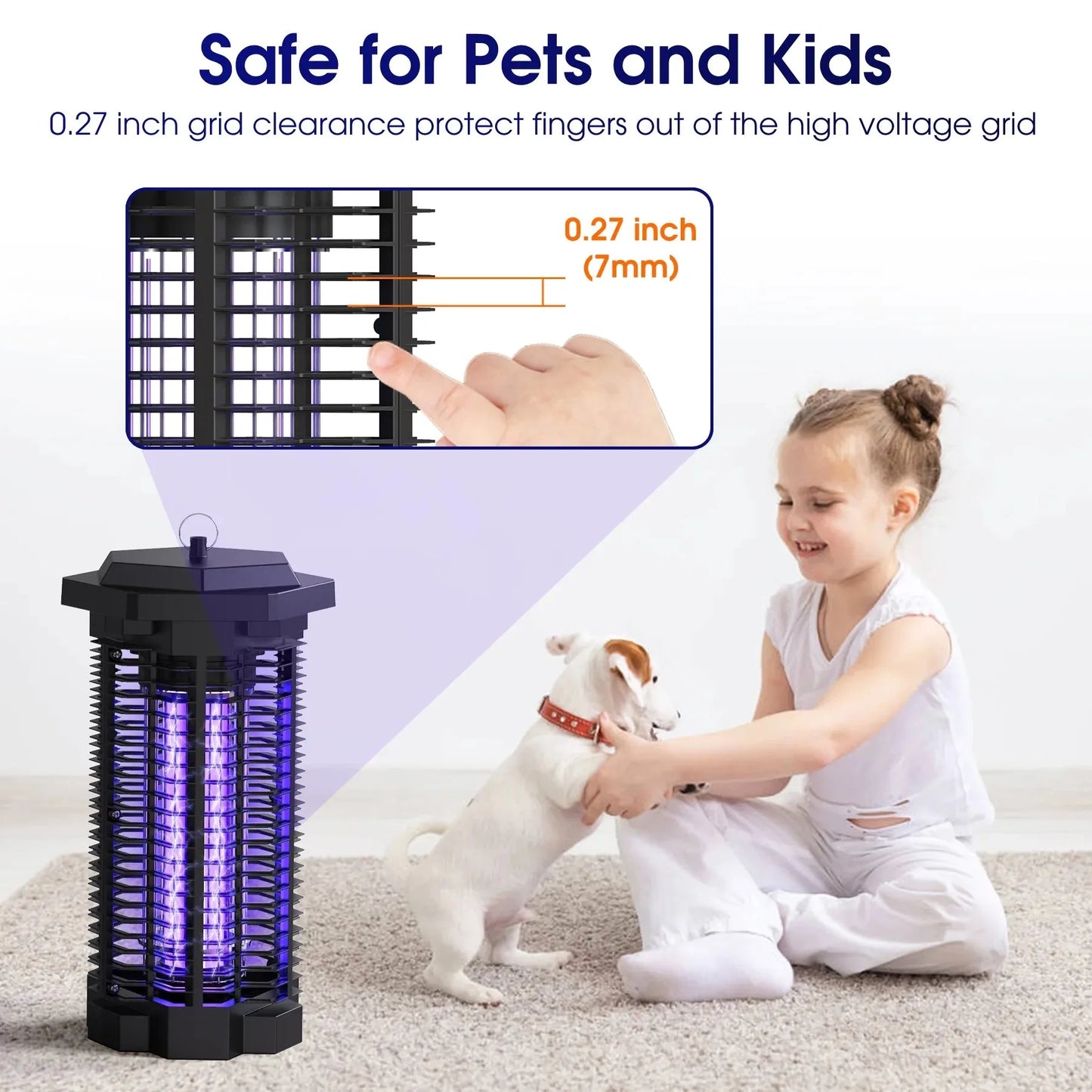 4000V Waterproof Electric Mosquito Zappers Bug Killer,Insect Fly Trap for Home Backyard Patio 2500sq.ft Low Light intensity 7.1"