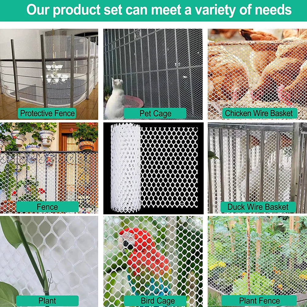 Chicken Wire Mesh 300*40cm Plastic Wire Mesh Fence Chicken Wire Frame for Poultry Dogs Rabbit Snake Barrier&Gardening