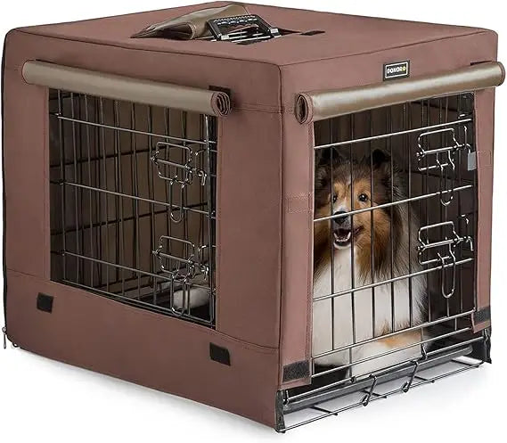 DONORO Dog Crates for Small Size Dogs Indoor, Double Door Dog Kennels & Houses for Puppy and Cats with Dog Crate Cover, Collapsi