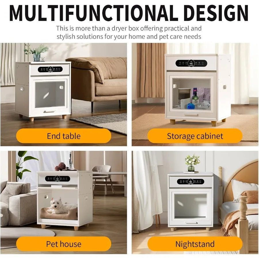 3in1 Automatic Pet Drying Box with Grooming Dryer Multifunction Ozone Sterilizer Pet House Night Stand End Table Ultra Quiet 36