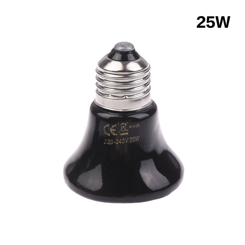Far-Infrared Ceramic Heat Lamp 25W/50W/75W - No-Light E27 Reptile Heater for Terrariums, 24H Safe Heating