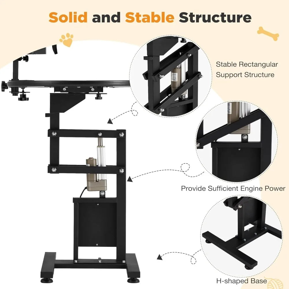 Electric Lift Dog Grooming Table, Portable Height Adjustable Pet Grooming Station with Foldable Arm, Tool Organizer