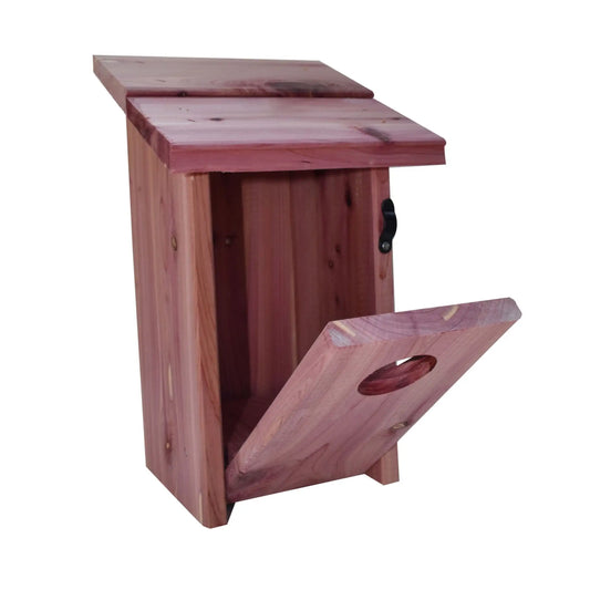 (2-Pack) 13" Tall Red Cedar Bluebird House, Natural Wild Bird Habitat for Garden & Yard Nesting.