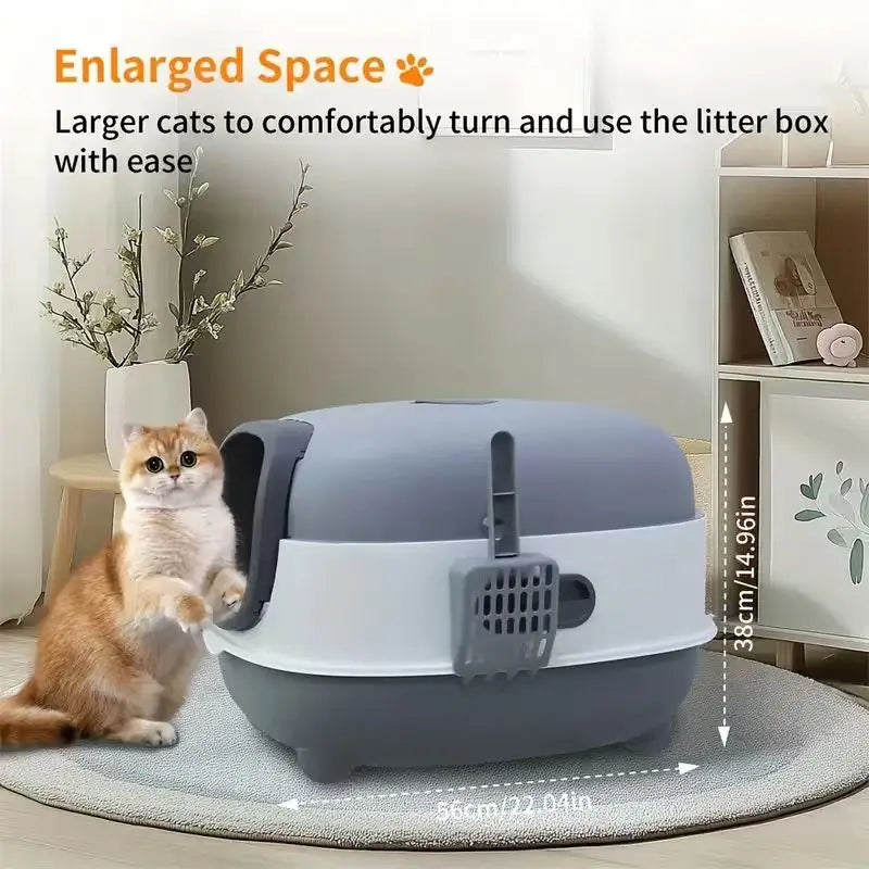 Large Cat Litter Box, Fully Enclosed, Splash Proof, Easy to Store and Install, Can Hold Cat Litter, Equipped with a Shovel