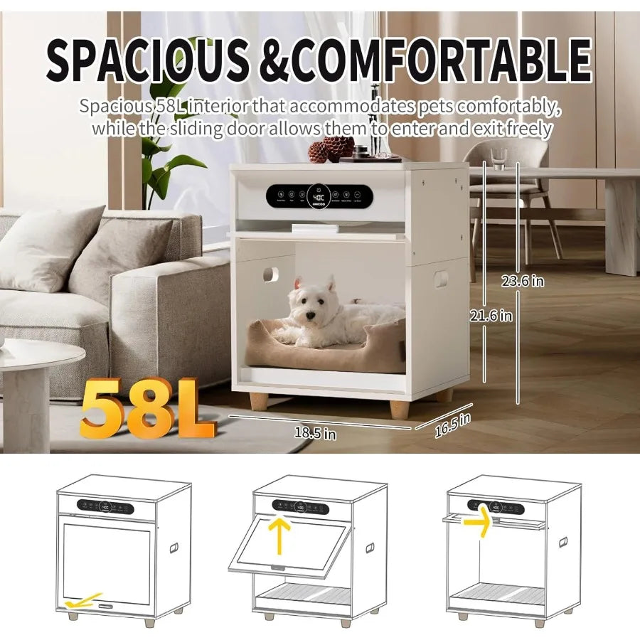 3in1 Automatic Pet Drying Box with Grooming Dryer Multifunction Ozone Sterilizer Pet House Night Stand End Table Ultra Quiet 36