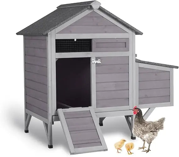 Outdoor Chicken Coop with Nesting Box, Weatherproof Hen House with Leakproof Pull-Out Tray, Oenable Roof, Poultry Coop