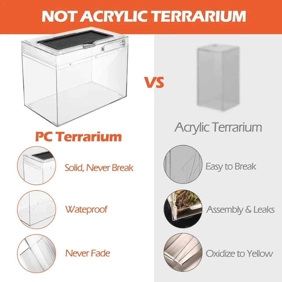 Habitat Terrarium Enclosure for Small Reptiles and Amphibians with Builtin Heat Lamp Hide Cave Bearded Dragon Hammock Ideal for