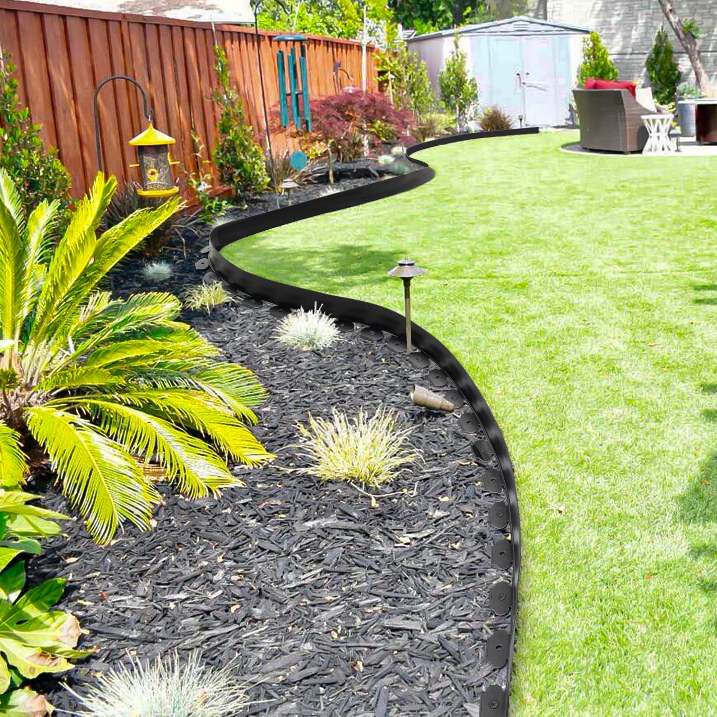 12M Fixed Garden Barrier Lawn Grass Plastic Edging Border Landscape Edging Garden Edge Kit With 60 Anchoring Spikes Easy Install