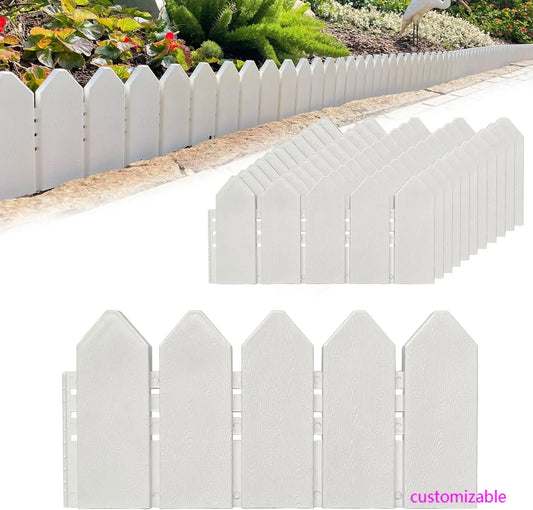 Landscape Edging Kit 6.7 in Tall Decorative Double-Sided Wood-Look Fence Garden Border, Flower Bed Edging with 30 Anchoring