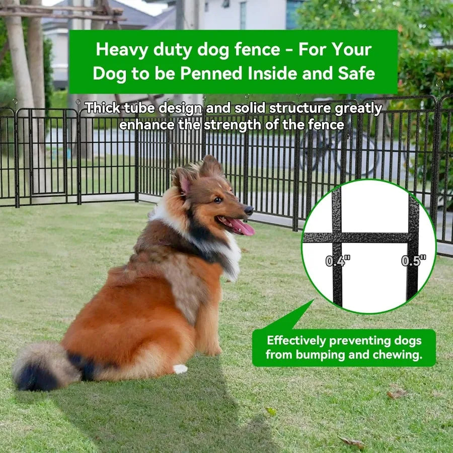 Portable Outdoor Dog Playpen with 12 Panels 40 Height Heavy Duty Thick Pipe AntiRust Design Includes Doors Ideal for RV Camping