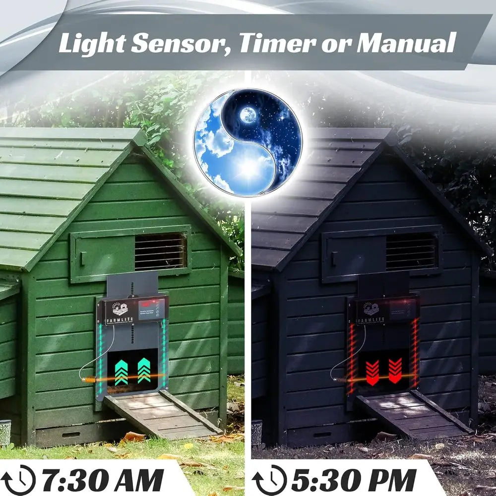 Automatic Chicken Coop Door Opener | Non-Battery Powered Automatic Chicken Door | Automatic Coop Door with Timer and Light Senso