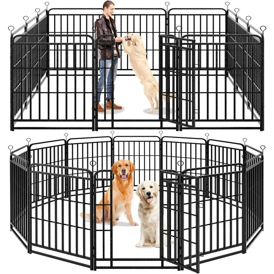 Portable Outdoor Dog Playpen with 12 Panels 40 Height Heavy Duty Thick Pipe AntiRust Design Includes Doors Ideal for RV Camping