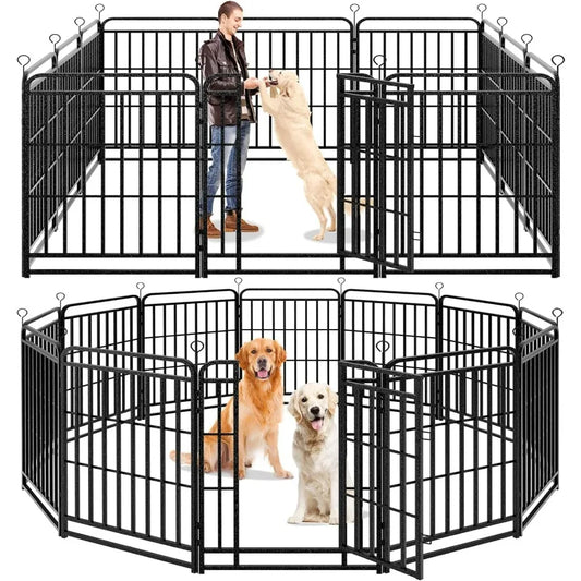 Portable Outdoor Dog Playpen with 12 Panels 40 Height Heavy Duty Thick Pipe AntiRust Design Includes Doors Ideal for RV Camping