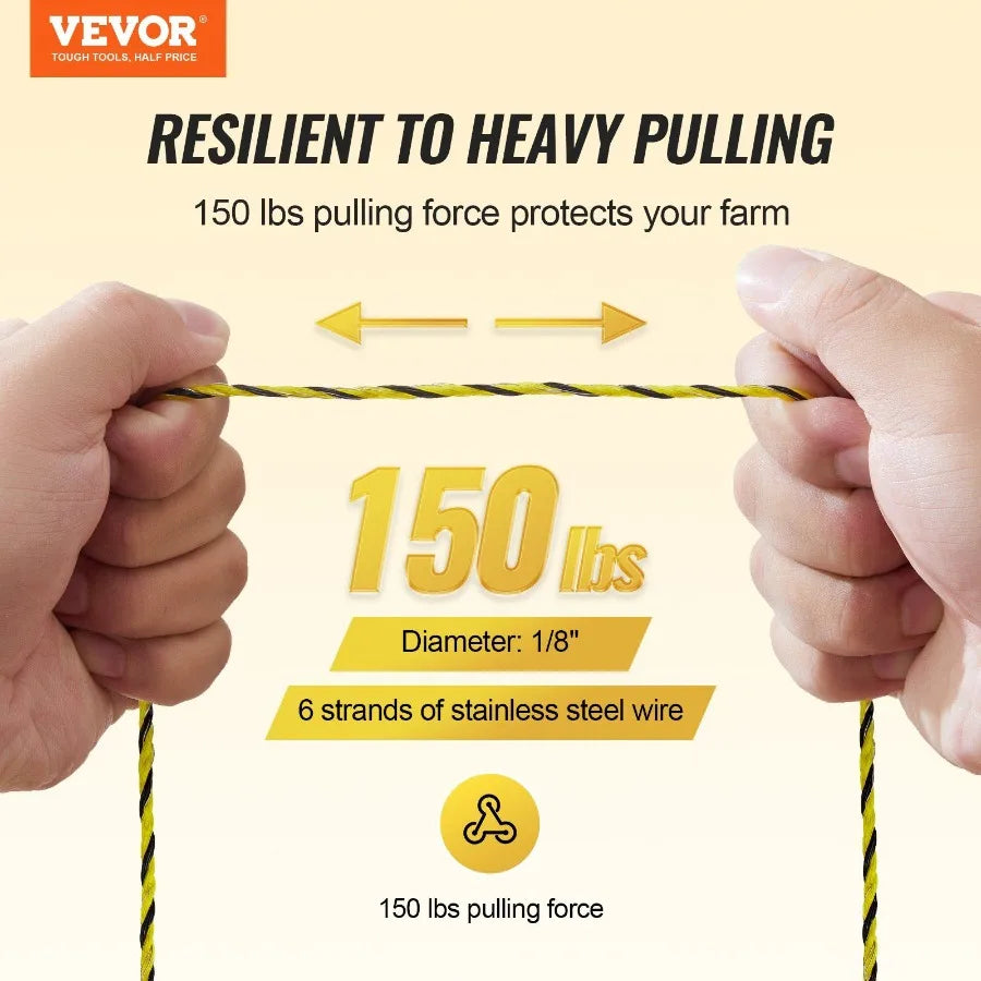 3366Ft 1026M Electric Fence Wire Fencing Polywire Horse Cattle Livestock