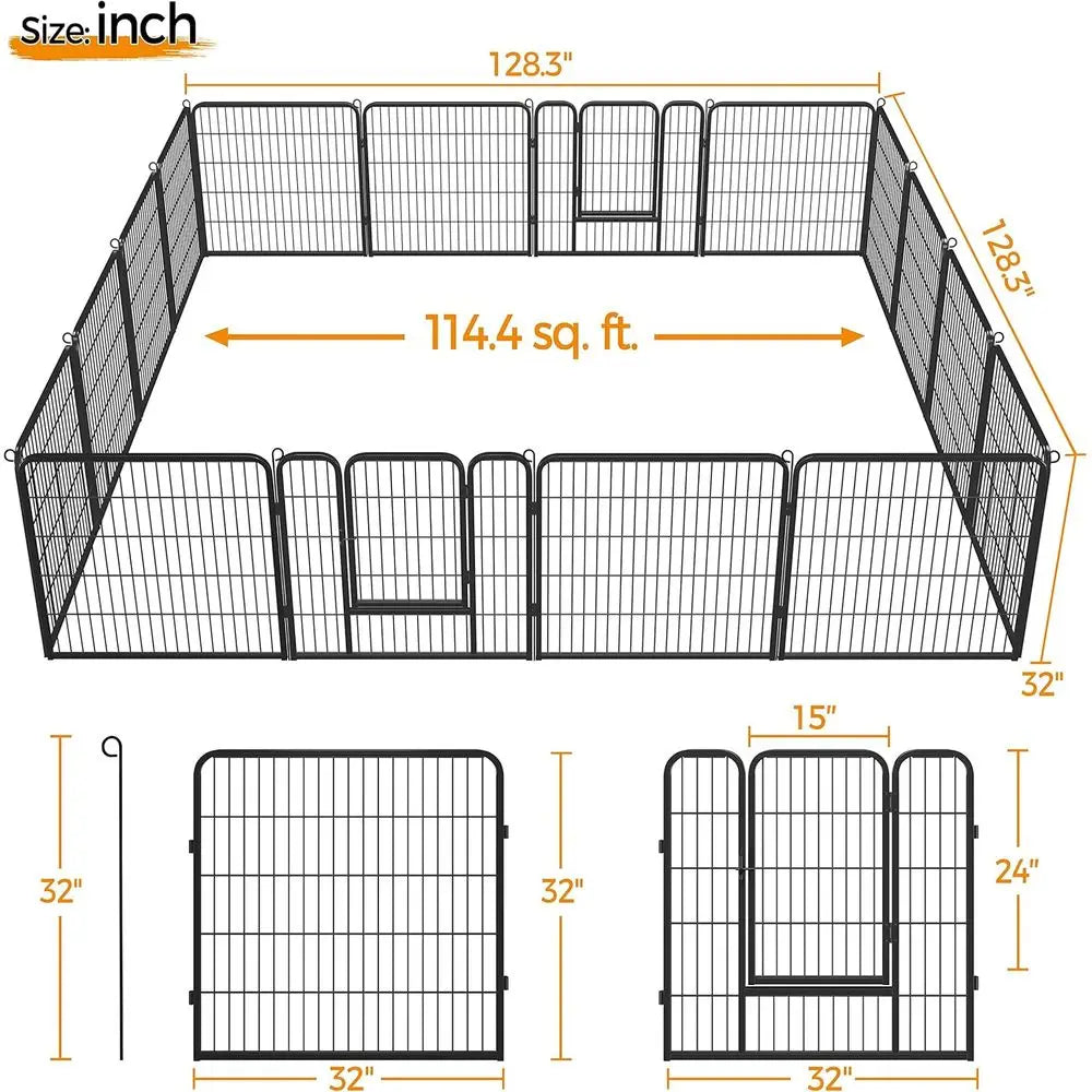 32 in x 43 ft Rustproof Foldable Garden Fence, Decorative Steel Landscape Edging for Flower Beds, Patio, Dog Barriers & Outdoor