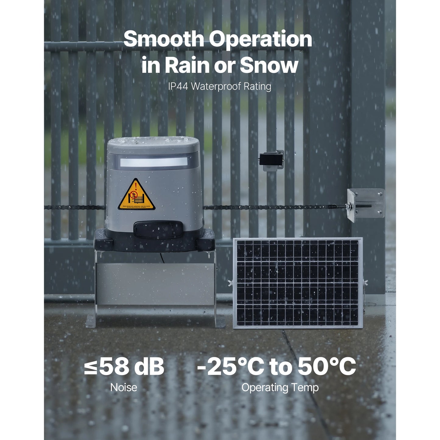SucceBuy Solar Gate Opener Gate Opener Chain Drive Sliding Fence Door Motor with Infrared Sensor Driveway Gates Opening System