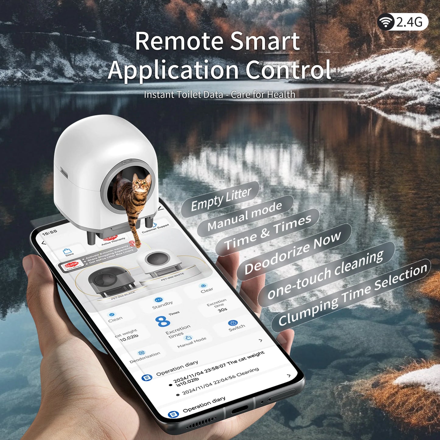 OMCPET Automatic Smart Cat Litter Box Self Cleaning Sandbox Support APP Remote Control Pet Toilet Litter Pet Closed Tray Toilet