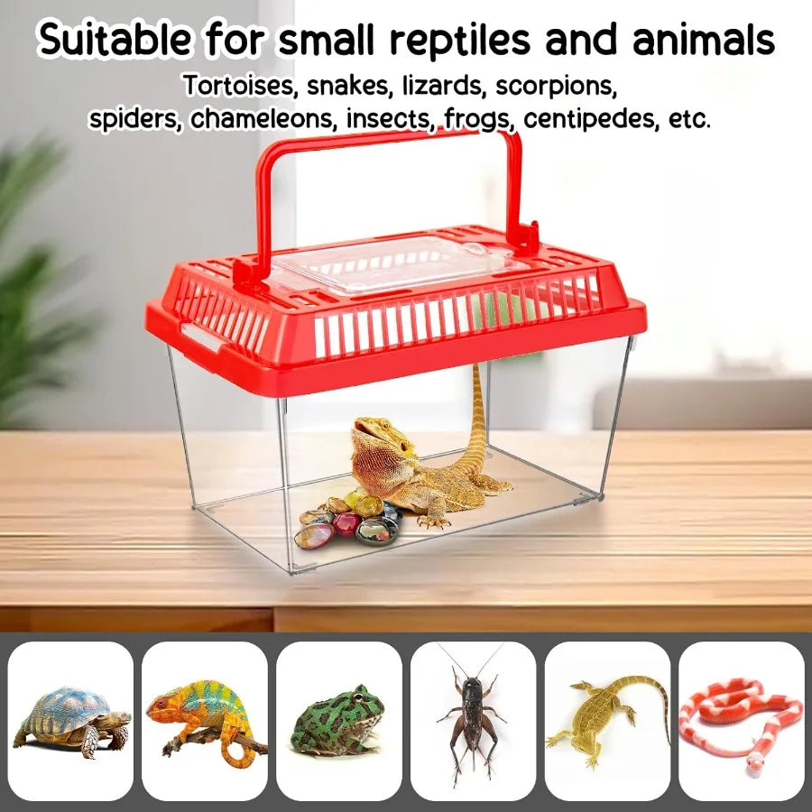12Pcs Plastic Reptile Terrariums Carrier Cage Tarantula Enclosure Snake Breeding Box Hatching Container Transparent Fish Tank T