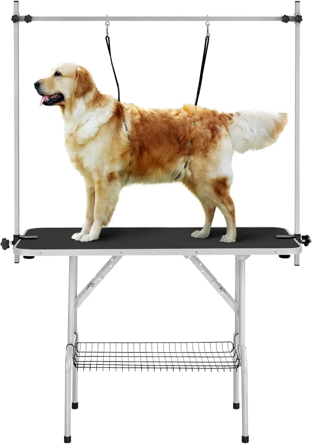 Heavy Duty 46 Inch Dog Grooming Table, 265Lb Capacity Adjustable Height Drying Table, Non-Slip Portable with Arm & Noose
