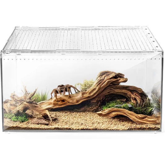 Reptile Terrarium Tank: Versatile Enclosure for Leopard Crested Gecko Lizard Cage Spider Starter Kit Hermit Crab Habitat Tarant