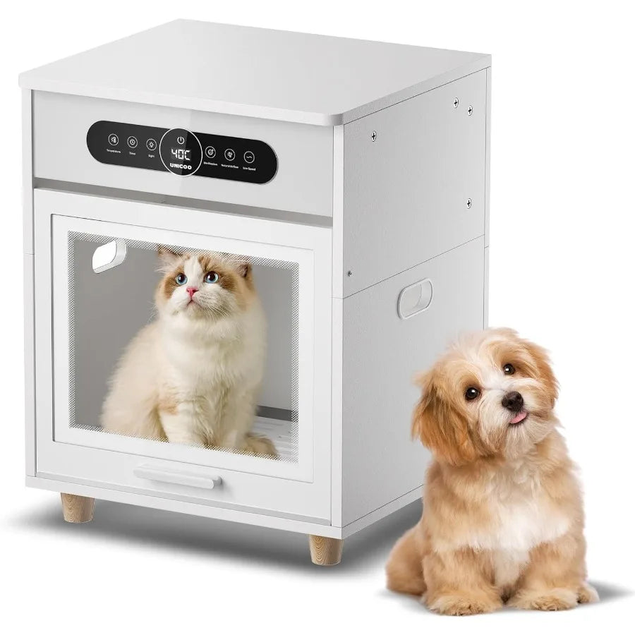 3in1 Automatic Pet Drying Box with Grooming Dryer Multifunction Ozone Sterilizer Pet House Night Stand End Table Ultra Quiet 36