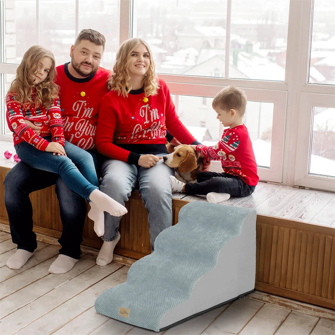 Pet Dog Stairs for High Beds and Sofa Couch High-Density Sponge Foam Dog Steps with Washable Cover for Puppies