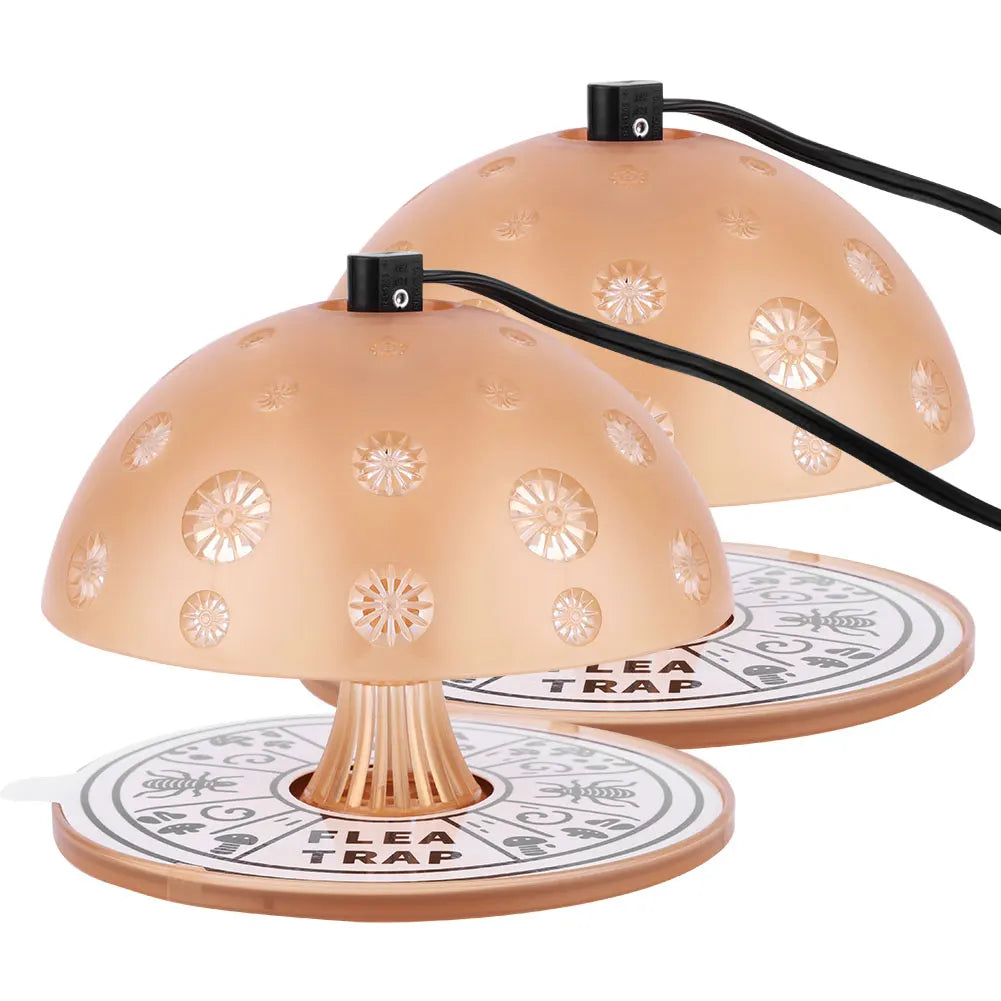 Wireless Flea Trap Set 2Pcs with Cable Insect Killer 360 Degree Light Attraction Plug In Pest Trap for Home and Bedroom