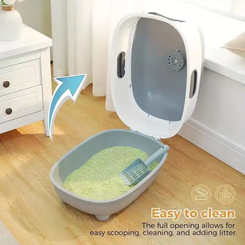 Large Cat Litter Box, Fully Enclosed, Splash Proof, Easy to Store and Install, Can Hold Cat Litter, Equipped with a Shovel
