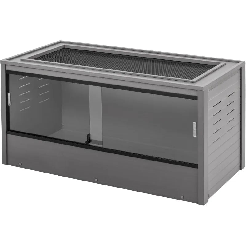 hom  ECOFLEX 48-Inch Mojave Reptile Lounge in Grey- Durable Wood Plastic Composite Habitat with Vented Side Panels,