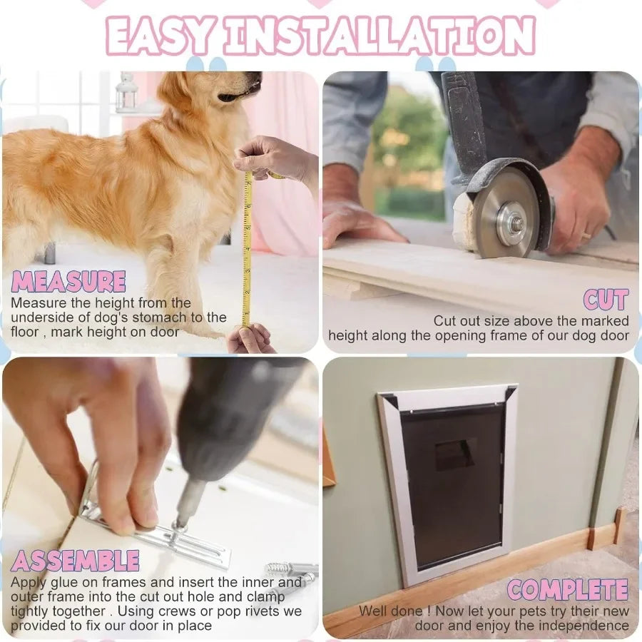 Aluminium Extra Large Dog Door 17.5 W x 27.7 H Weatherproof Aluminum Frame Pet Door with Sliding Lock Panel Easy to Install Dur