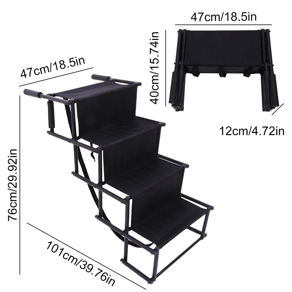 4 Steps Pet Ramp Foldable Dog Pet Ramp with Nonslip Surface Pet Ladder Lightweight Portable Dog Cat Ladder Dog Car Steps for Car