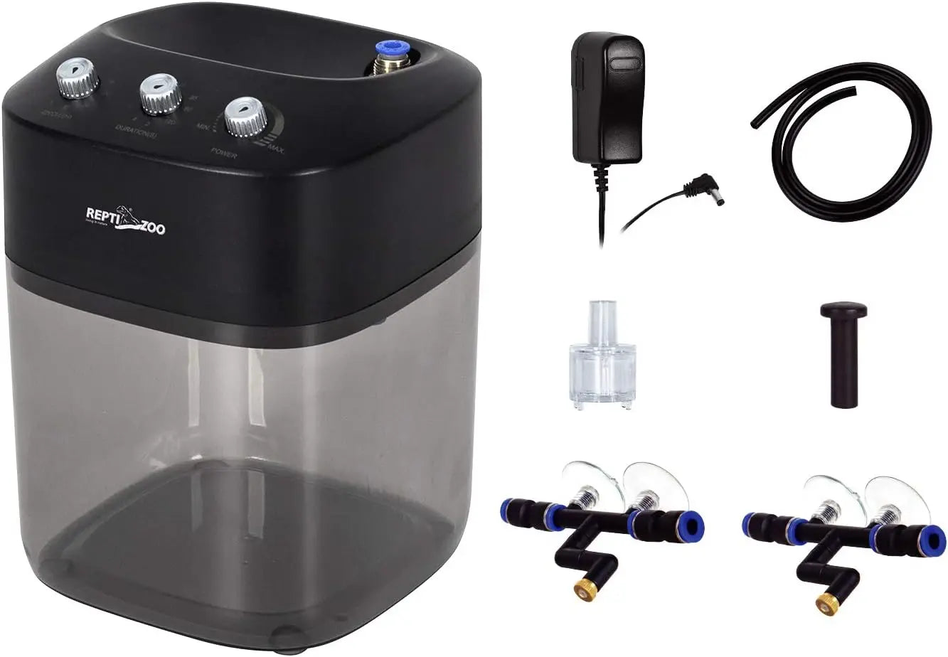 2.2L Adjustable Mist System for Reptile Terrariums, Silent High-Pressure Humidifier with 2 Nozzles