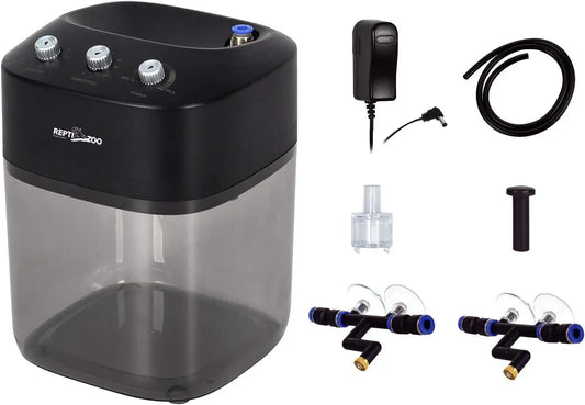 2.2L Adjustable Mist System for Reptile Terrariums, Silent High-Pressure Humidifier with 2 Nozzles