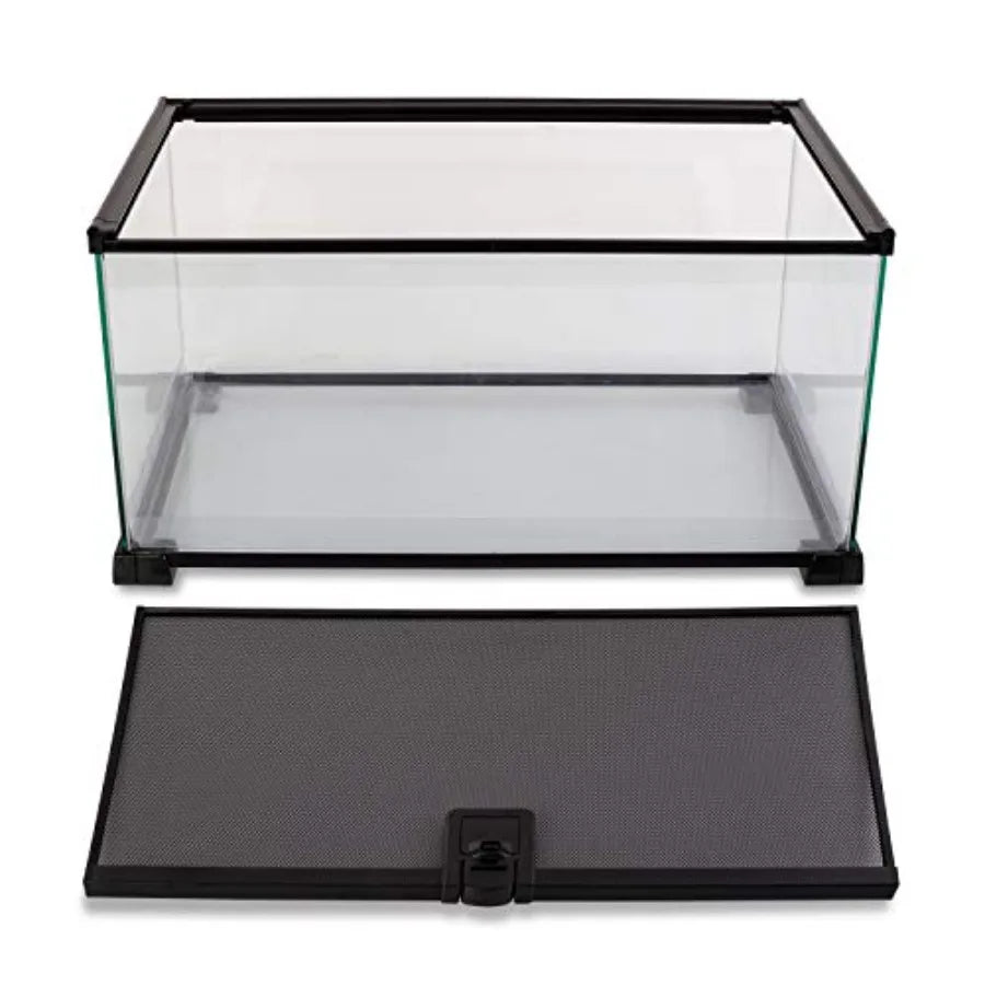 10 Gallon Reptile Tank Glass Natural Cages Terrarium 20 x 12 x 10 Sliding Screen Top for Reptile Hamster Hedgehog Small Animals