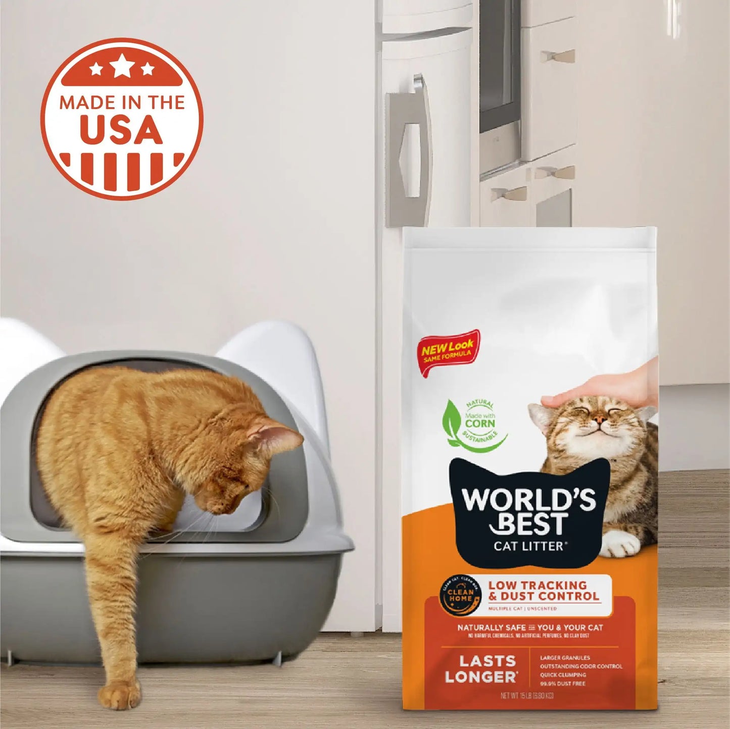 Best Cat Litter Low Tracking & Dust Control Unscented Cat Litter | Flushable | 15 lb